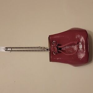Coach Pink/Silver Mini Bucket Drawstring Wristlet with Textured Leather NWOT